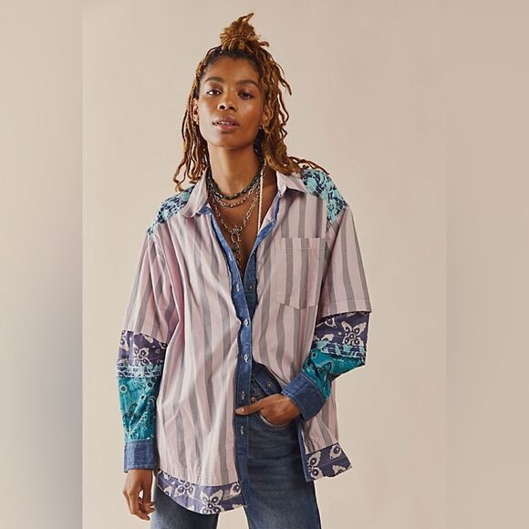 New Free People We the Free Wild Dunes Button
Front Shirt Size Small - Picture 1 of 8